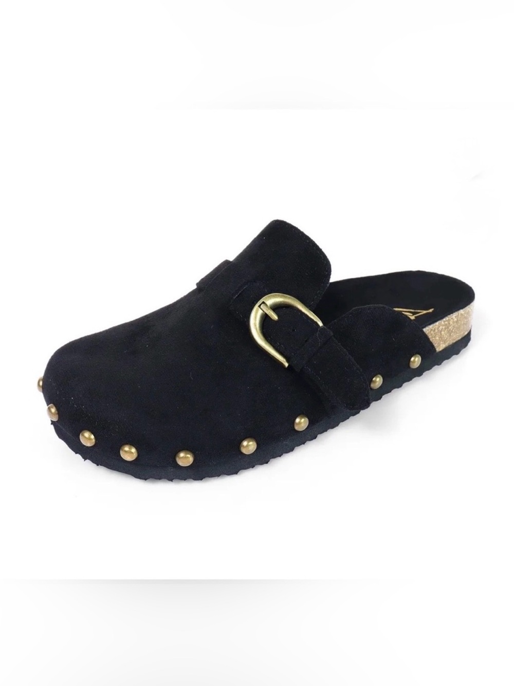 NIB [Liliana] Viva-3 Studded Flat Slide Clogs Black Suede Women’s Multiple Sizes